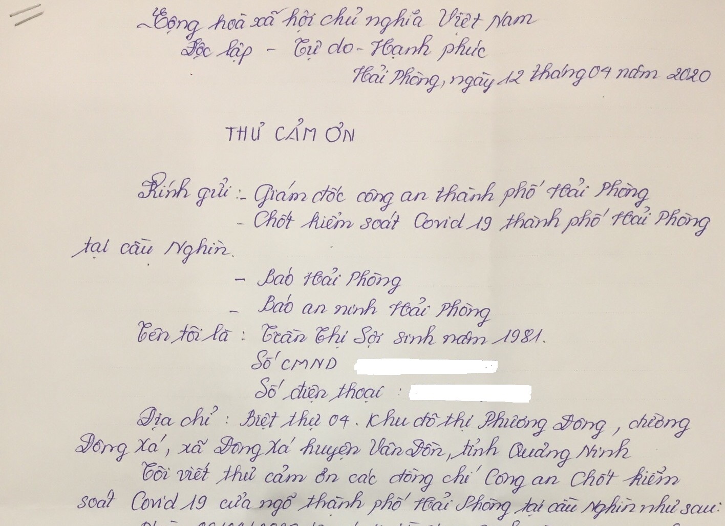 Nhân dân gửi nhiều thư khen cán bộ, chiến sỹ Công an Hải Phòng